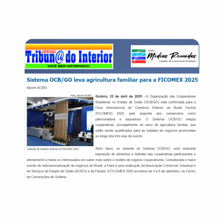 Leia mais sobre o artigo Sistema OCB/GO leva agricultura familiar para a FICOMEX 2025